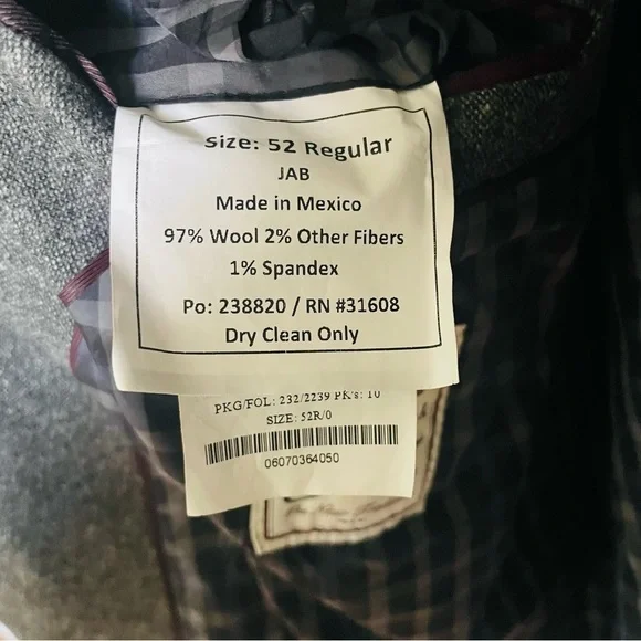 JoS A. Bank mens wool sport coat jacket size 52R/0 gray double button lined